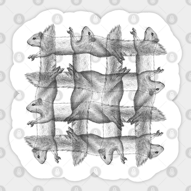 Squirrel Pattern Gray Sticker by GeeTee